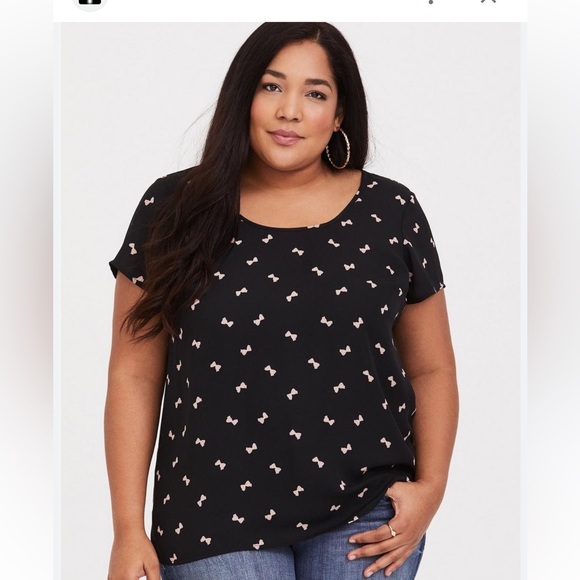 torrid Tops - Torrid High Low Blouse black with pink bows.